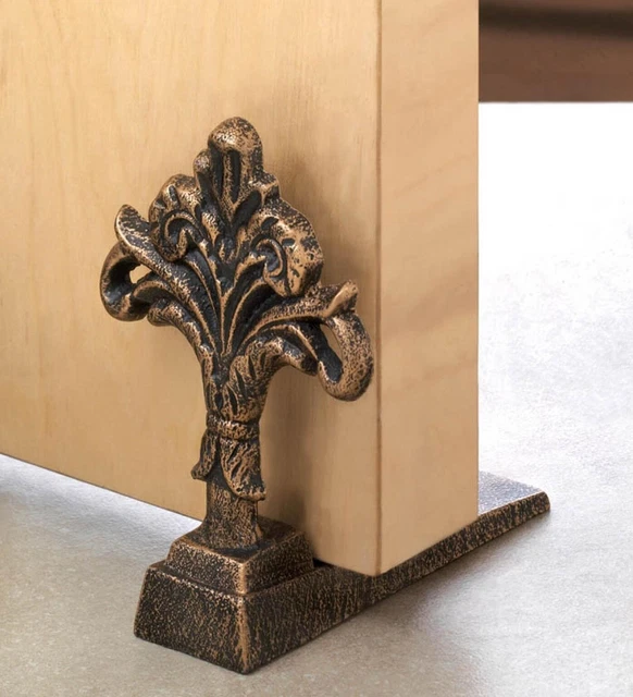 Fleur De Lis Iron Door Stay Stop Stopper Wedge Statue Indoor Outdoor Home Decor