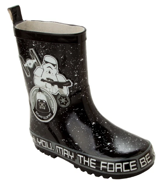 Boys Star Wars Storm Trooper Rubber Wellies Rain Wellington Boots Uk Size 8-10