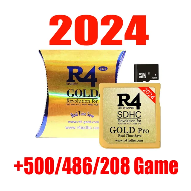 2024 R4 Gold Pro SDHC for NDS/3DS/2DS/DS Revolution Cartridge +32G Game Card