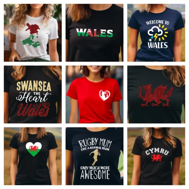 Ladies Welsh Rugby T Shirt Aunt Sister Wife Girlfriend Wales Cymru Birthday Gift