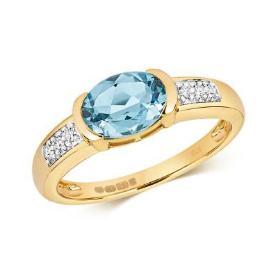 Diamant & Lumière Topaze Bleu Suisse Bague Tailles J-Q Oreillesen or Jaune