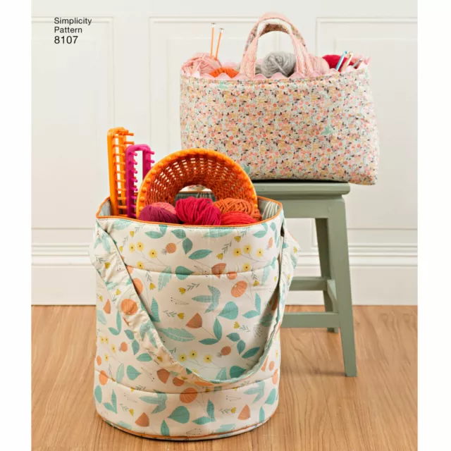 SIMPLICITY 8107 SEWING Craft Pattern Organizers Fabric Buckets & Totes ...