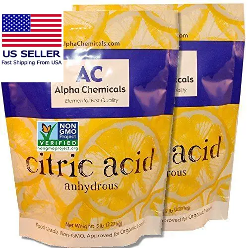 Non-GMO Project Verified Citric Acid - 10 Pounds (2-5 lb bags) - Organic,...