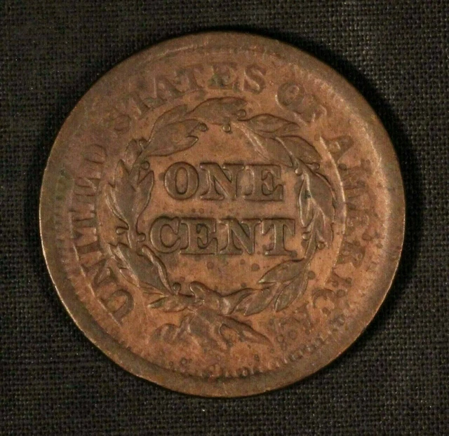 1852 1c Braided Hair Large Cent - Free Shipping USA 2