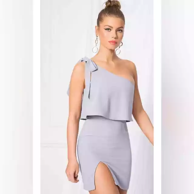 Superdown | Jenna One Shoulder Dress In Grey Size Small