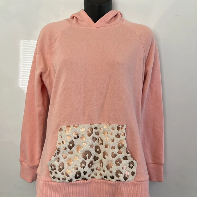Justice Girls’ Pink Fox Hoodie Children 8/10 Youth Medium Animal Print Ears