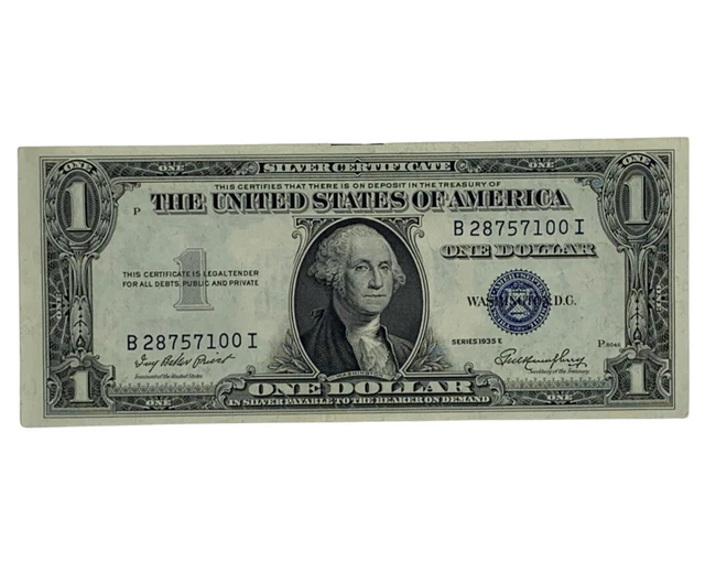 Series 1935E $1 One Dollar Silver Certificate Note Blue Seal Good Circulated