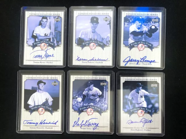 Upper Deck Pride Of New York Yankees Signature Series, 6 Signed Cards