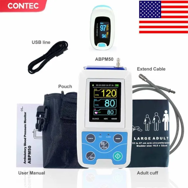 CONTEC Ambulatory Blood Pressure Monitor+Software 24h NIBP Holter ABPM50 FDA