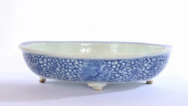 1900's Chino Azul Y Blanco Porcelana Bonsai Maceta