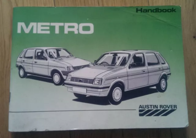 Austin Rover Metro Handbook Owners Manual Guide 1987