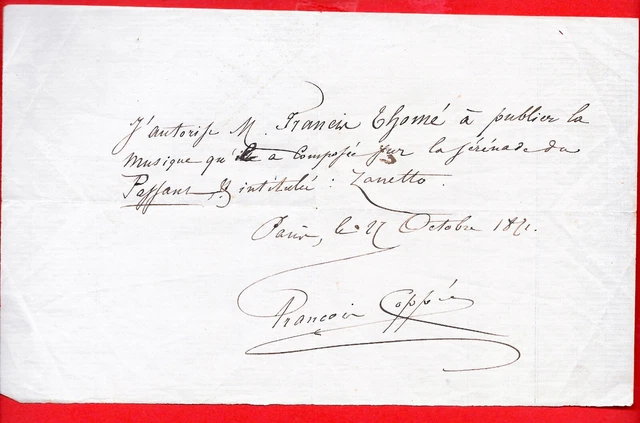 Carte Autographe De Remerciement Signée François COPPEE - Poète XIXème - Manuscrit Rare