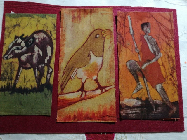 Arte Africana Lotto di 3 tele cm 16x7