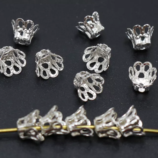 500pcs Silver Filigree Flower Bell Bead Caps 6X5mm Jewelry Findings