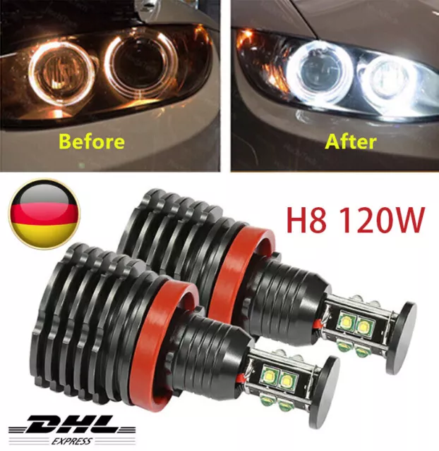 2x 120W H8 LED Angel Eyes Ringe Standlicht Für BMW E60 E61/71/70/82 LCI E90 E93