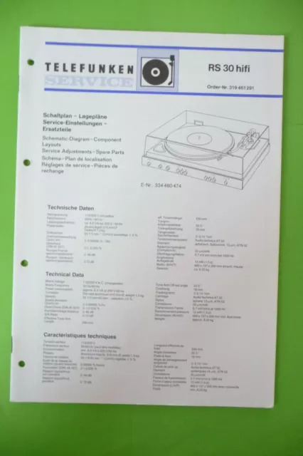 Service Manual-Anleitung für Telefunken RS 30  ,ORIGINAL