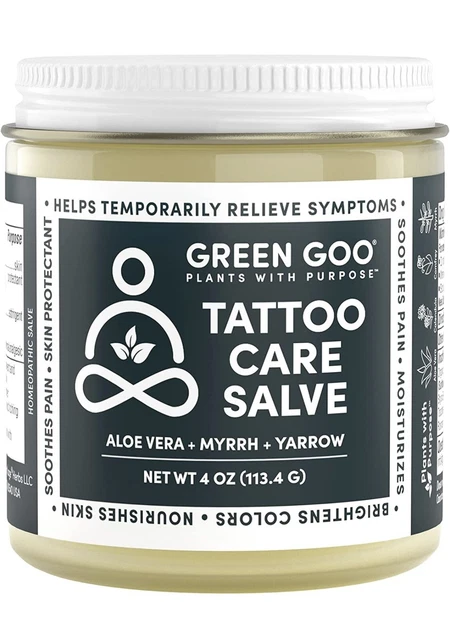 Green Goo Tattoo Care, Natural Aftercare Ointment for New Tattoos with Aloe