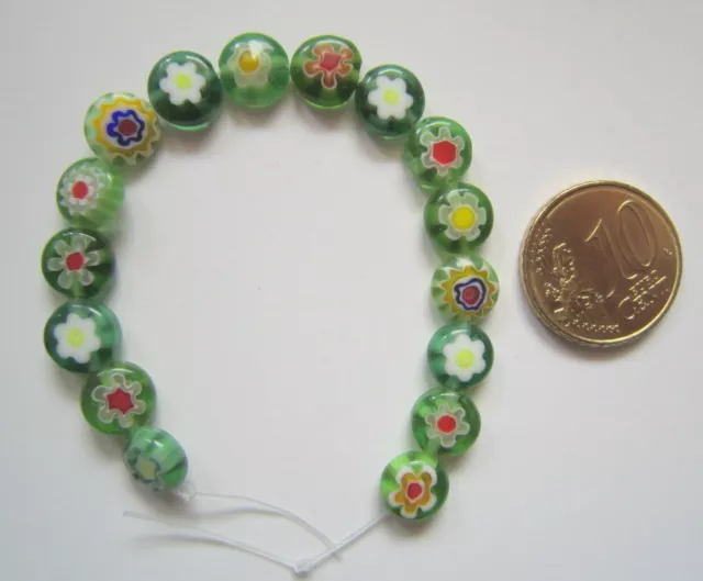 Perlas círculo cristal milflores 8 mm X 16 UNIDADES gama verde colores abalorios