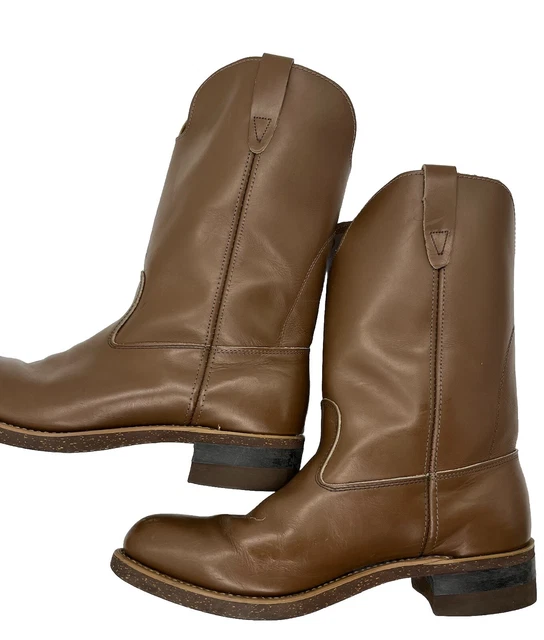 VINTAGE WALKER BOOTS Men’s Brown 91/2 Leather Tan Western Cowboy