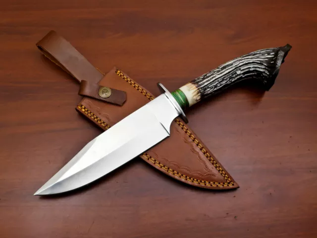 Rody Stan HANDMADE D2 FIXED BLADE HUNTING KNIFE/BOWIE KNIFE- ARTIFICIAL STAG 2