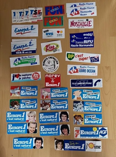 Lot 60 Autocollants Stickers Vintage Années 80 90 Thème Medias Presse Radio Tv