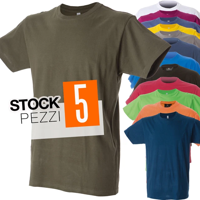 PACCHETTO 5 MAGLIETTE da Lavoro Uomo Stock T Shirt Manica Corta