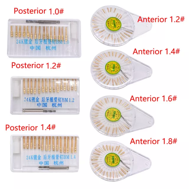 1box Dental Gold Plated Screw Posts 24K Gold Plated for posterior teeth 1.4#