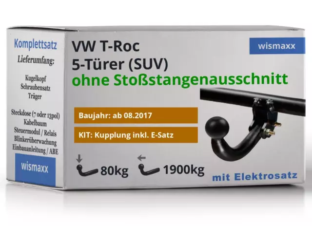 ANHÄNGERKUPPLUNG für VW T-Roc A11 ab 17 starr BRINK + 13-pol E-Satz spezifisch