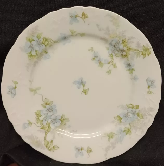 1920s Limoges Elite Bawo & Dotter Porcelain Side Plates x 3 Delicate Blue Floral