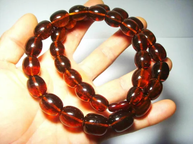 Baltic Amber necklace Natural Amber  pressed olive cognac beads  77.88gr B-7