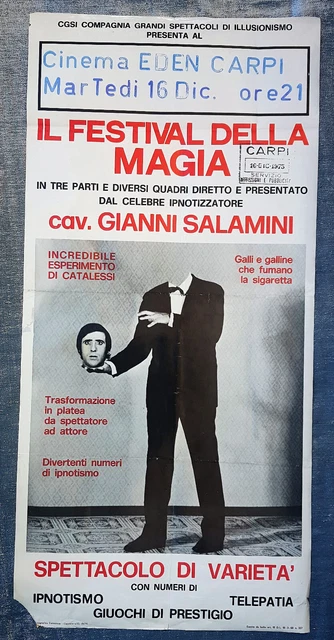 Manifesto Festival Magia Mago Salamini Mantova Prestigiatore Vintage Magic Show