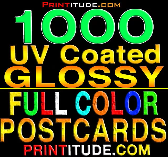 1000 POSTCARDS 2"x4" FULL COLOR GLOSSY 2 SIDED 2X4 CUSTOM PRINTING +FREE Design