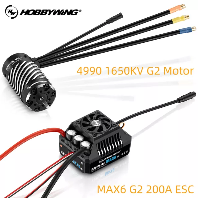 HOBBYWING EZRUN MAX6 G2 200A ESC Brushless 4990 G2 Motor for 1/6 1/7 1/8 RC Car