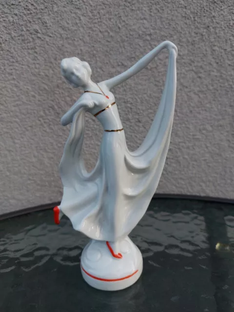 Vintage Art Deco Ceramic Dancing Lady Figure Porcelain Girl Art Deco