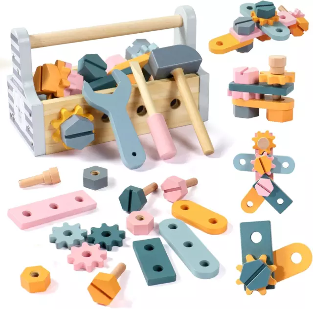 Werkzeugkoffer Kinder Montessori Spielzeug Ab 2 3 4 Jahre Holzspielzeug Kindersp