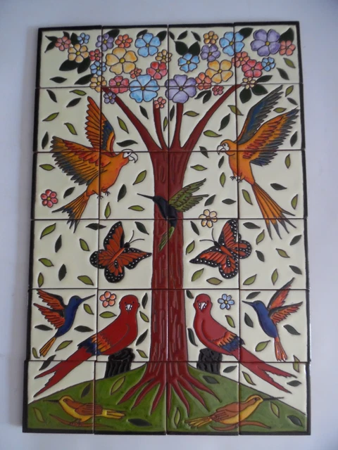 25" CERAMIC TILE MURAL mexican talavera mosaic hand painted backsplash