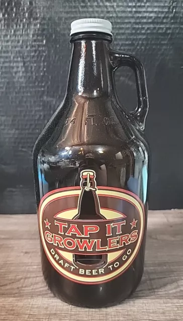 TAP IT Growlers 64 Oz Draft Beer To Go Brown Glass Bottle Collectible Brewery