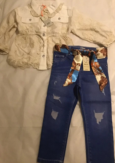 River island mini girls aged 18-24 months gold embroidery shacket outfit BNWT
