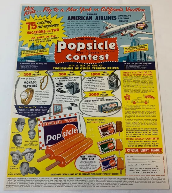 1957 Ghiacciolo Ad Pagina ~ Senor Wences, Paul Winchell E Jerry Mahoney, Più