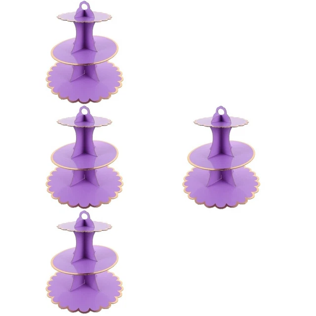 4 set porta torte tazza di cartone carta supporto torta piatto sushi viola