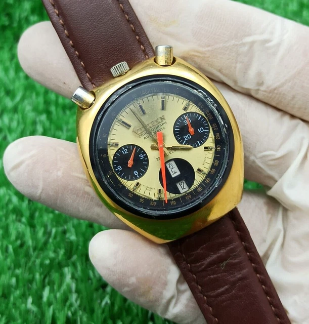 Montre Citizen Bullhead Chronographe Automatique Vintage - Bracelet Cuir Rétro