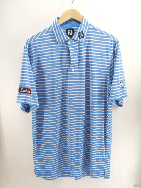 Titleist Golf Tour Polo Shirt Medium Powder Blue White Stripes Footjoy M