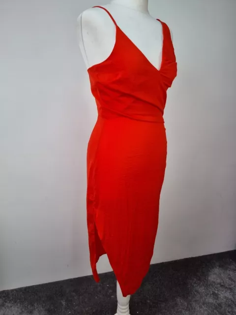 NEW asos orange hammered satin sexy pencil dress uk 10 party elegant stretchy