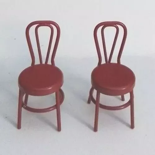Fairy Garden Miniature Red Metal Bistro Chairs Set of 2 Dollhouse Furniture 1:24