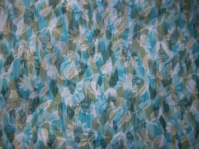 FASHION LOOMS Vintage 50-60s 'Trellis' Turquoise Floral Cotton Dress Fabric MCM
