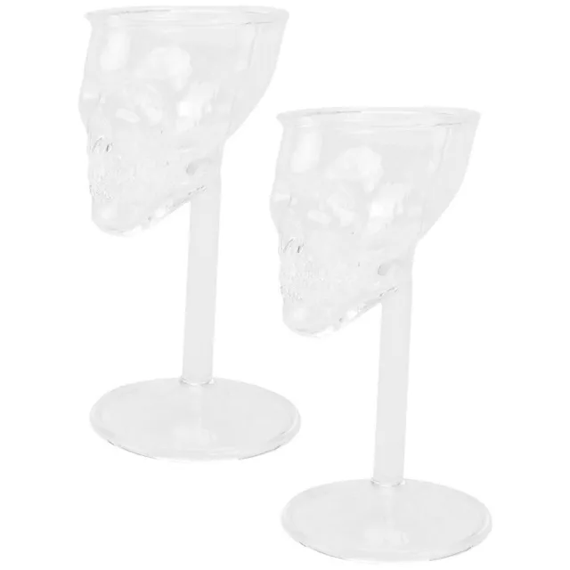 Retro Inspired Skull Goblet Glasses - Clear Glass Set of 2