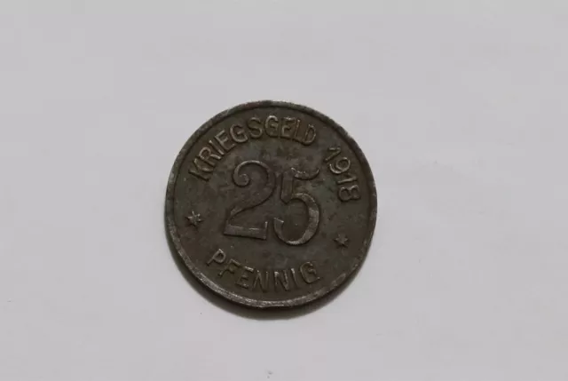 Germany War Money Token 25 Pfennig 1918 Coblenz Iron B36 #Z3376