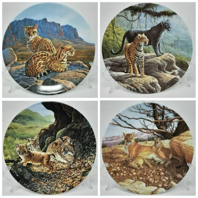 4 Bradford Exchange Collector Plates Lee Cable Great Cats of the Americas EUC