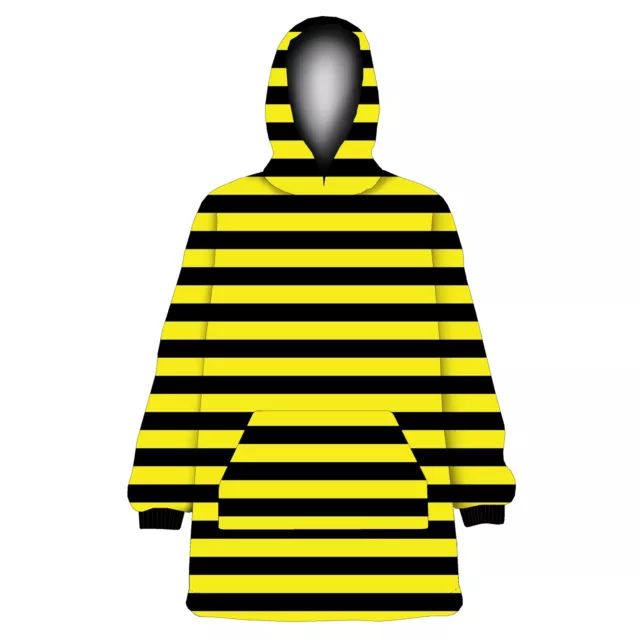 Unisex Negro Amarillo Rayas Abeja Polar Estampado Grande Manta con Capucha