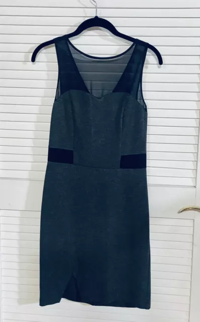 Kensie XS Gray Black Sleeveless Illusion Ponte Stretch Dress Women